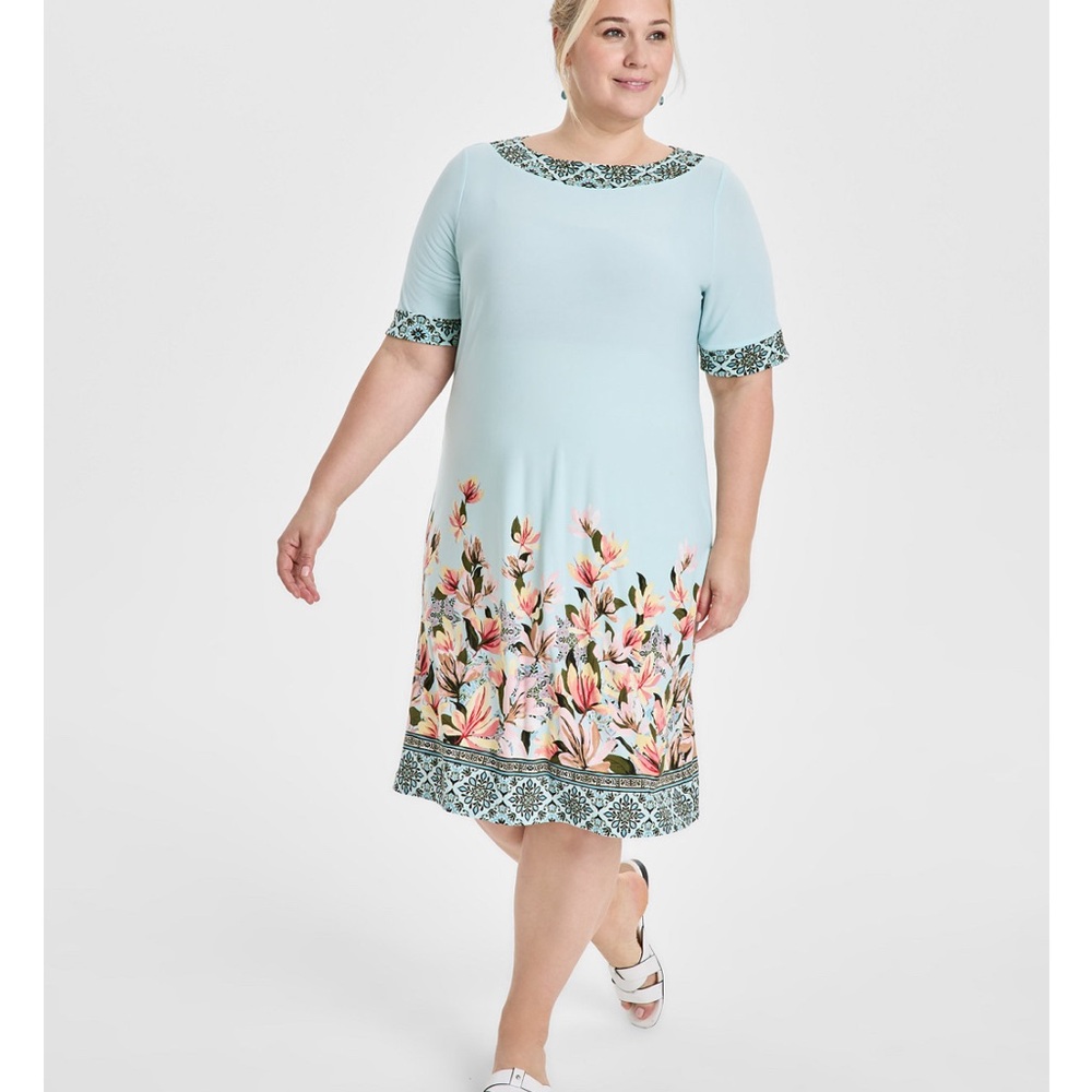 JM Collection Light Blue Floral Maxi Dress